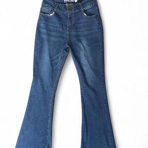 blue denim flare jeans with frayed hem size 13/14